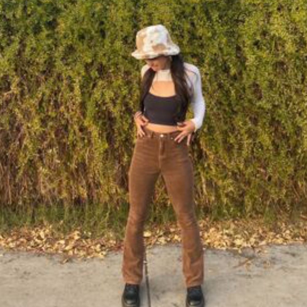 Brown Corduroy Pants High Rise Flare - Picture 6 of 6